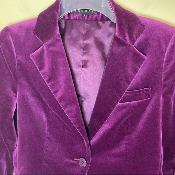 Theory Bobby Velvet Jacket in Adore Size 6 Stretch Old Money Quiet Luxury - Picture 6 of 11